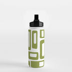 Retro Mid Century Modern Abstract Pattern 336 Olive Green Water Bottle Gallery Image 2