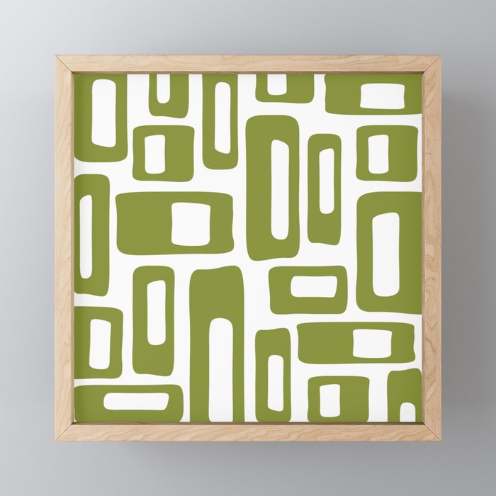 Retro Mid Century Modern Abstract Pattern 336 Olive Green Mini Art Print Gallery Image 1