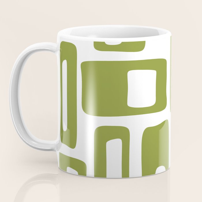 Retro Mid Century Modern Abstract Pattern 336 Olive Green Coffee Mug Gallery Image 3