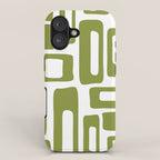 Retro Mid Century Modern Abstract Pattern 336 Olive Green iPhone Case Gallery Image 1