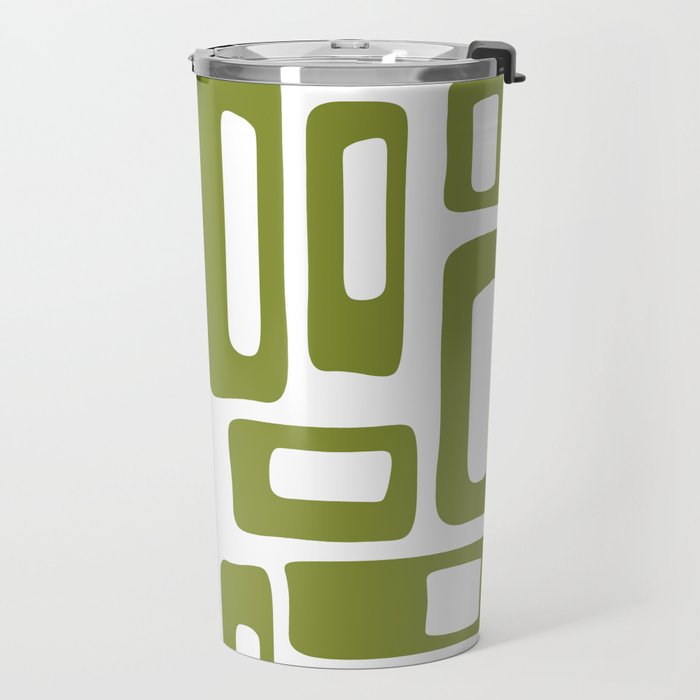 Retro Mid Century Modern Abstract Pattern 336 Olive Green Travel Mug Gallery Image 2