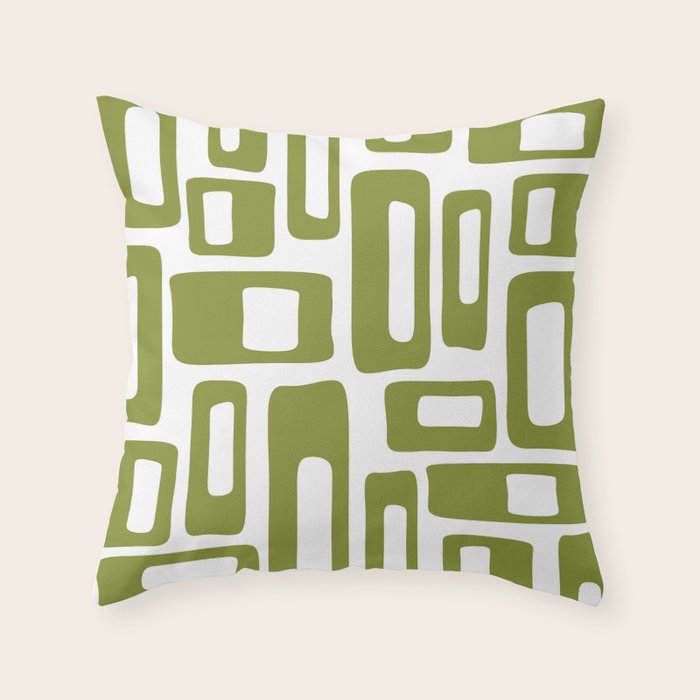 Retro Mid Century Modern Abstract Pattern 336 Olive Green Throw Pillow Gallery Image 6