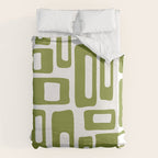 Retro Mid Century Modern Abstract Pattern 336 Olive Green Duvet Cover Gallery Image 6