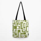 Retro Mid Century Modern Abstract Pattern 336 Olive Green Tote Bag Gallery Image 2