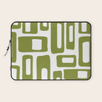 Retro Mid Century Modern Abstract Pattern 336 Olive Green Laptop Sleeve Gallery Image 1