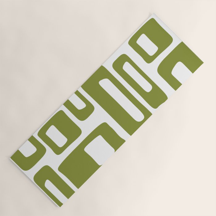 Retro Mid Century Modern Abstract Pattern 336 Olive Green Yoga Mat Gallery Image 1