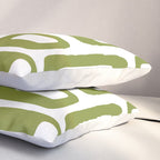 Retro Mid Century Modern Abstract Pattern 336 Olive Green Pillow Sham Gallery Image 3