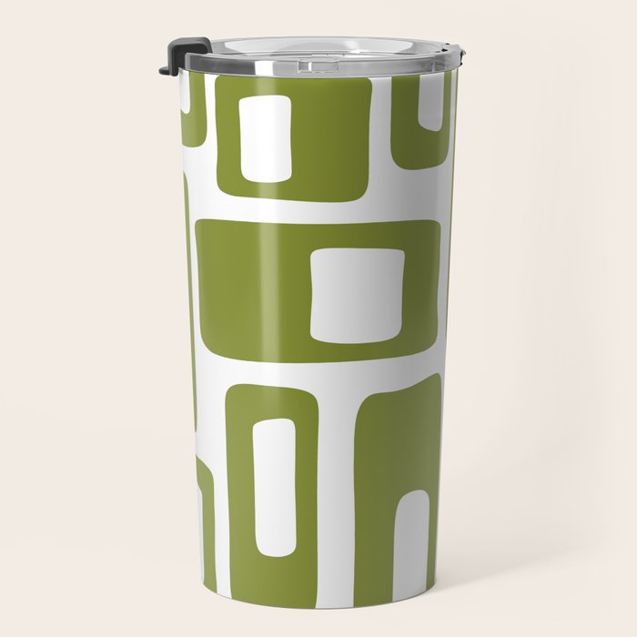 Retro Mid Century Modern Abstract Pattern 336 Olive Green Travel Mug Gallery Image 3