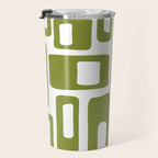 Retro Mid Century Modern Abstract Pattern 336 Olive Green Travel Mug Gallery Image 3