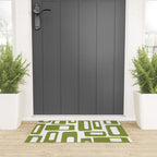 Retro Mid Century Modern Abstract Pattern 336 Olive Green Welcome Mat Gallery Image 3
