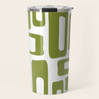 Retro Mid Century Modern Abstract Pattern 336 Olive Green Travel Mug Gallery Image 1