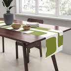 Retro Mid Century Modern Abstract Pattern 336 Olive Green Table Runner Gallery Image 2