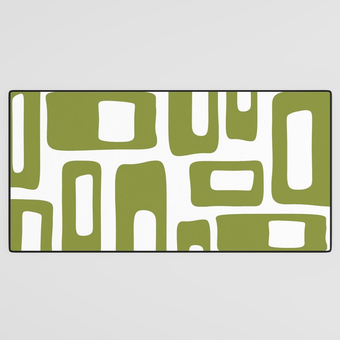 Retro Mid Century Modern Abstract Pattern 336 Olive Green Desk Mat Gallery Image 3