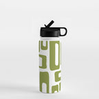 Retro Mid Century Modern Abstract Pattern 336 Olive Green Water Bottle Gallery Image 1