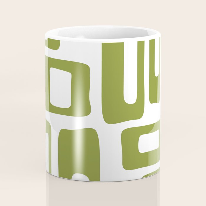 Retro Mid Century Modern Abstract Pattern 336 Olive Green Coffee Mug Gallery Image 4