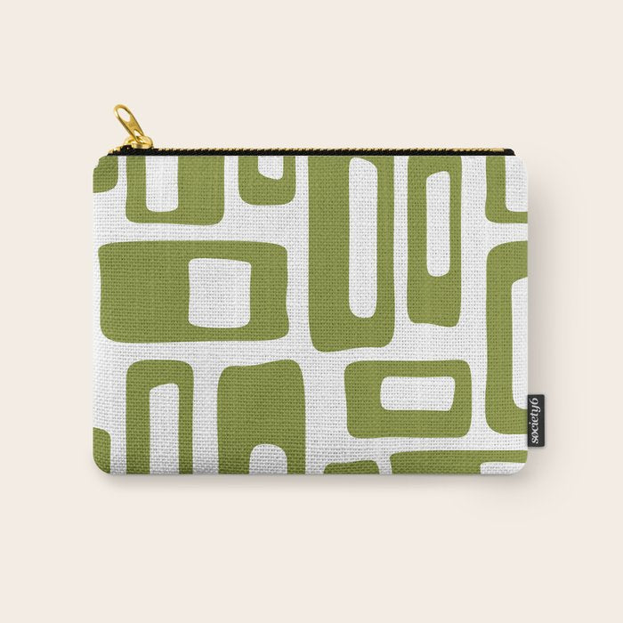 Retro Mid Century Modern Abstract Pattern 336 Olive Green Carry All Pouch Gallery Image 1