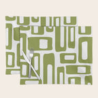 Retro Mid Century Modern Abstract Pattern 336 Olive Green Placemat Gallery Image 1