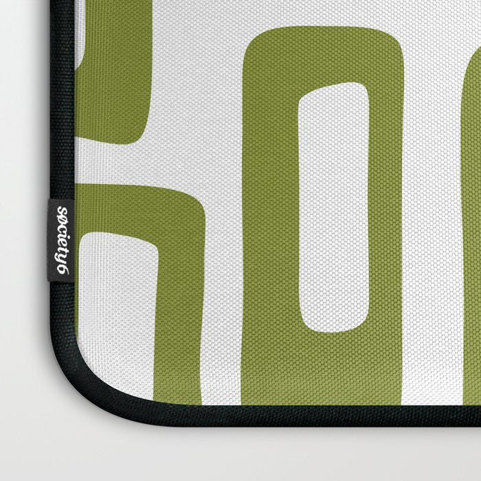Retro Mid Century Modern Abstract Pattern 336 Olive Green Laptop Sleeve Gallery Image 3