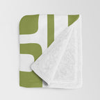 Retro Mid Century Modern Abstract Pattern 336 Olive Green Throw Blanket Gallery Image 3