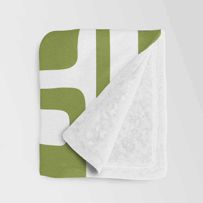 Retro Mid Century Modern Abstract Pattern 336 Olive Green Throw Blanket Gallery Image 3