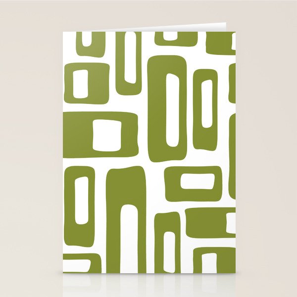 Retro Mid Century Modern Abstract Pattern 336 Olive Green Stationery Card Gallery Image 2