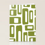 Retro Mid Century Modern Abstract Pattern 336 Olive Green Stationery Card Gallery Image 2