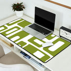Retro Mid Century Modern Abstract Pattern 336 Olive Green Desk Mat Gallery Image 2