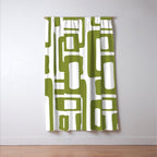 Retro Mid Century Modern Abstract Pattern 336 Olive Green Window Curtain Gallery Image 3