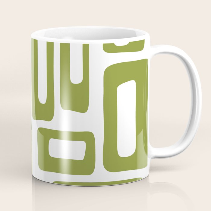 Retro Mid Century Modern Abstract Pattern 336 Olive Green Coffee Mug Gallery Image 1