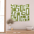 Retro Mid Century Modern Abstract Pattern 336 Olive Green Wall Tapestry Gallery Image 2