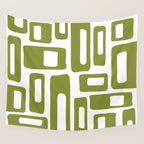 Retro Mid Century Modern Abstract Pattern 336 Olive Green Wall Tapestry Gallery Image 4