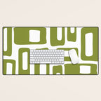 Retro Mid Century Modern Abstract Pattern 336 Olive Green Desk Mat Gallery Image 1