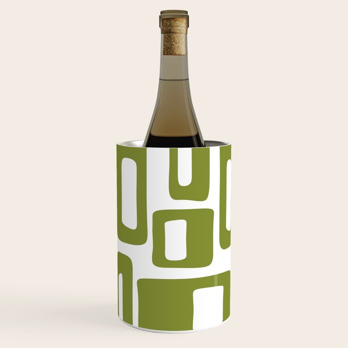 Retro Mid Century Modern Abstract Pattern 336 Olive Green Wine Chiller Gallery Image 2