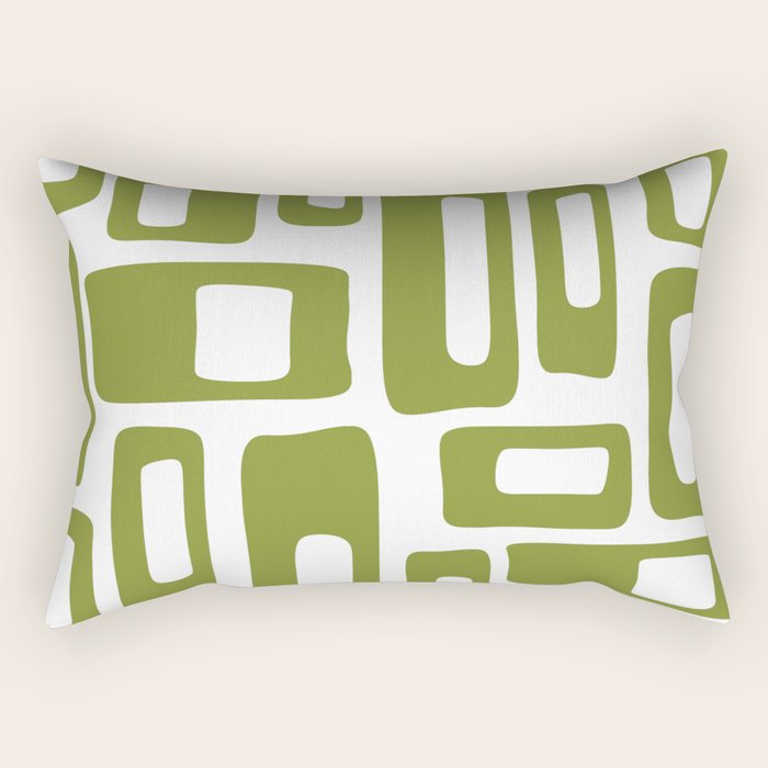 Retro Mid Century Modern Abstract Pattern 336 Olive Green Rectangular Pillow Gallery Image 1