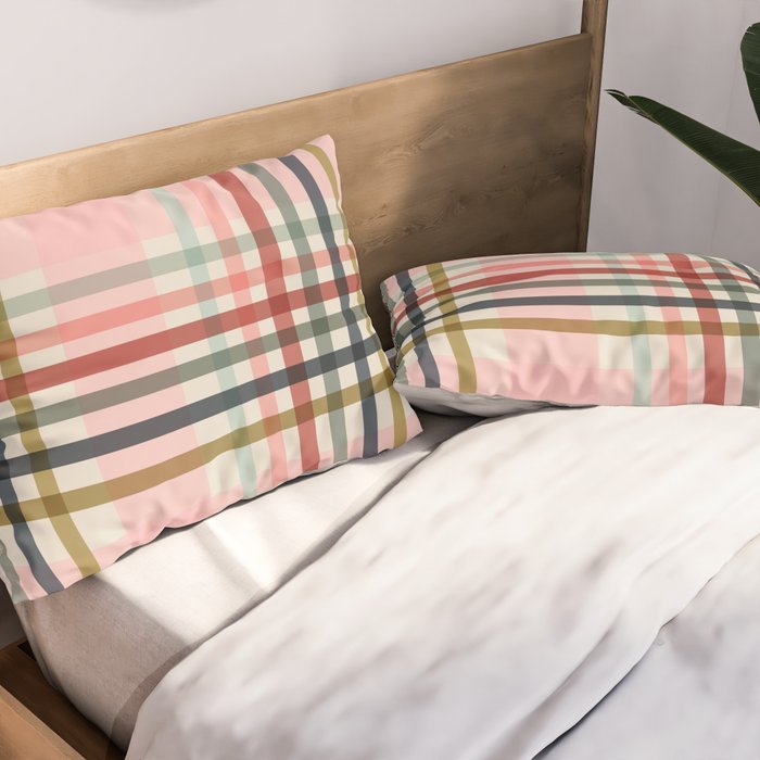 Modern Pastel Grid B Pillow Sham Gallery Image 2