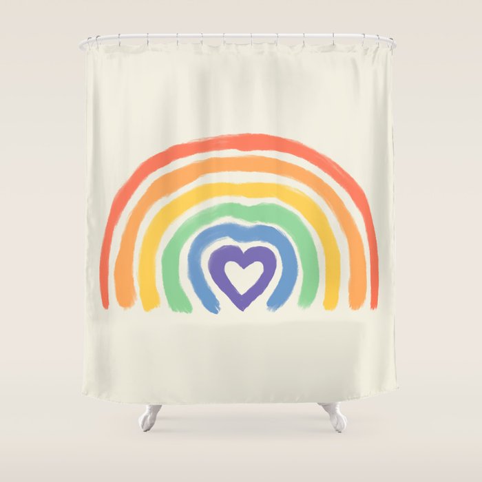 Rainbow Heart Shower Curtain Gallery Image 1