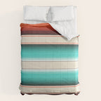 Navajo White, Turquoise and Burnt Orange Southwest Serape Blanket Stripes Comforter Gallery Image 6
