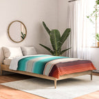 Navajo White, Turquoise and Burnt Orange Southwest Serape Blanket Stripes Comforter Gallery Image 2