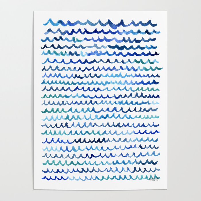Watercolor Waves Poster Gallery Image 1
