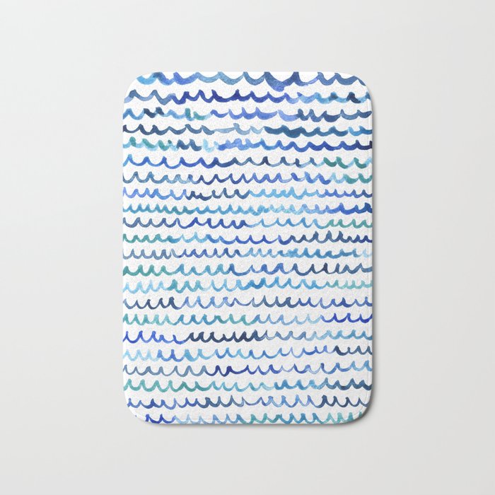 Watercolor Waves Bath Mat Gallery Image 1