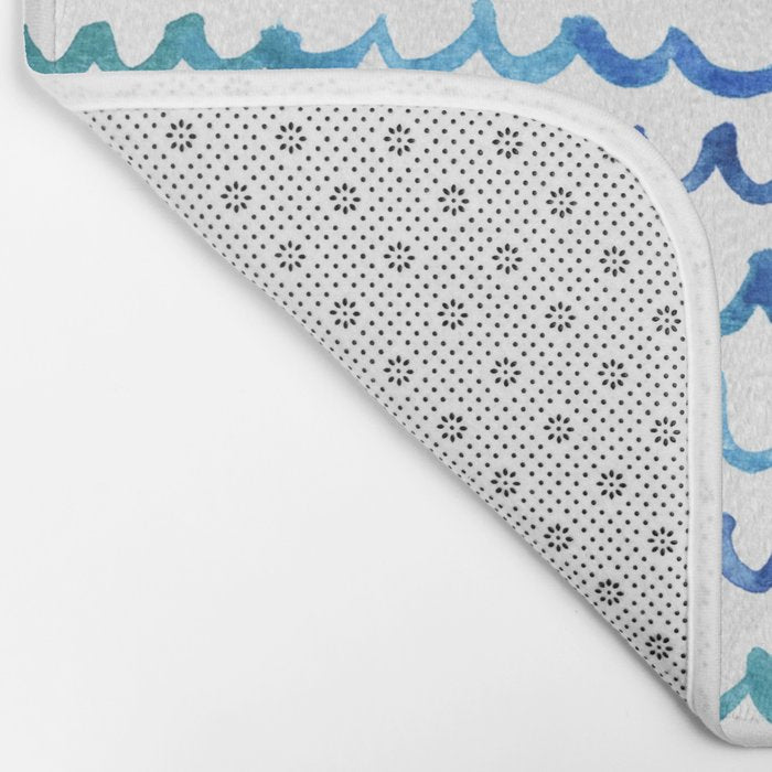 Watercolor Waves Bath Mat Gallery Image 2
