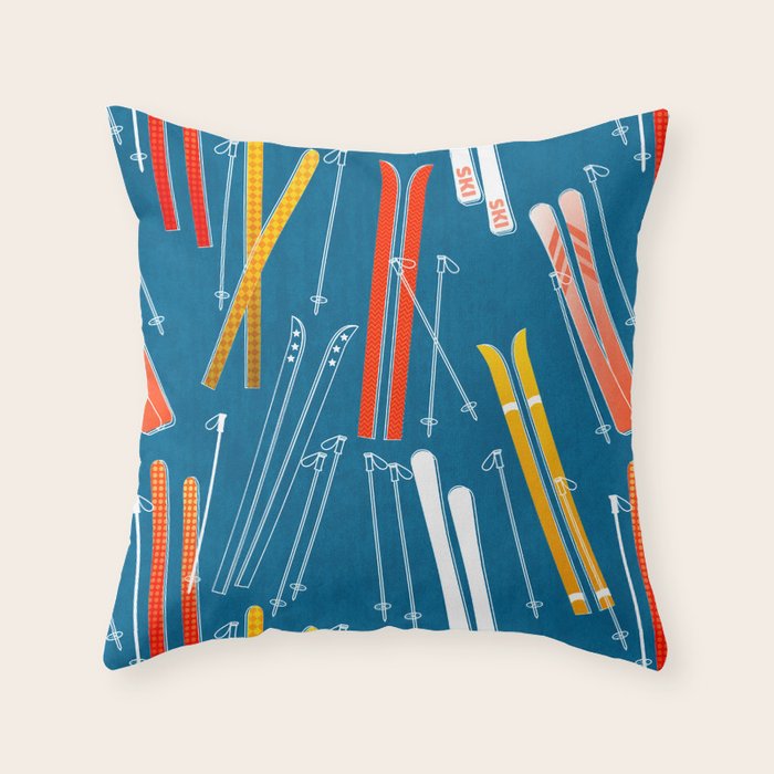 Colorful Ski Pattern Throw Pillow Gallery Image 6
