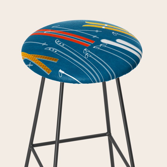 Colorful Ski Pattern Stool Gallery Image 2
