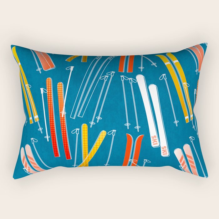 Colorful Ski Pattern Rectangular Pillow Gallery Image 2