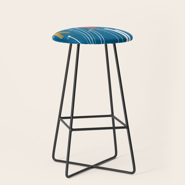Colorful Ski Pattern Stool Gallery Image 1