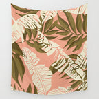 Jungle Leaf Coral Pink Wall Tapestry Gallery Image 4