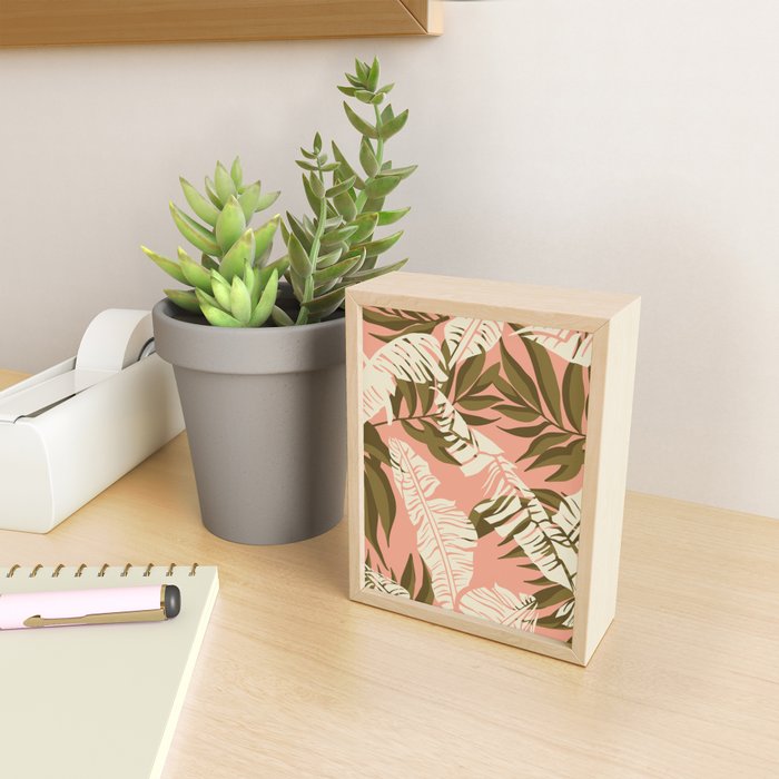 Jungle Leaf Coral Pink Mini Art Print Gallery Image 2