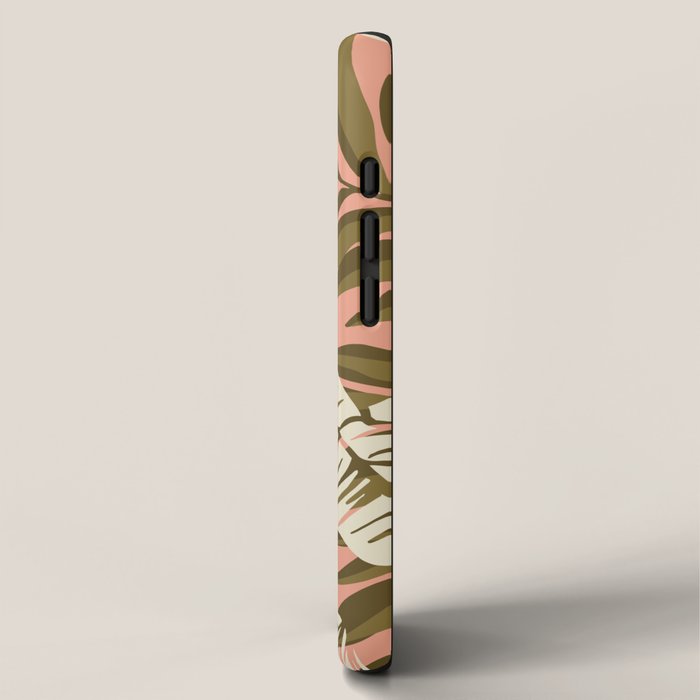 Jungle Leaf Coral Pink iPhone Case Gallery Image 2