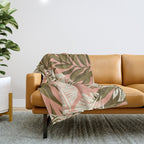 Jungle Leaf Coral Pink Throw Blanket Gallery Image 1