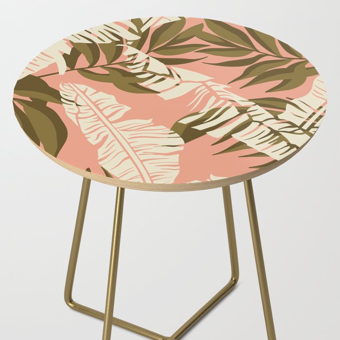 Jungle Leaf Coral Pink Side Table Gallery Image 2